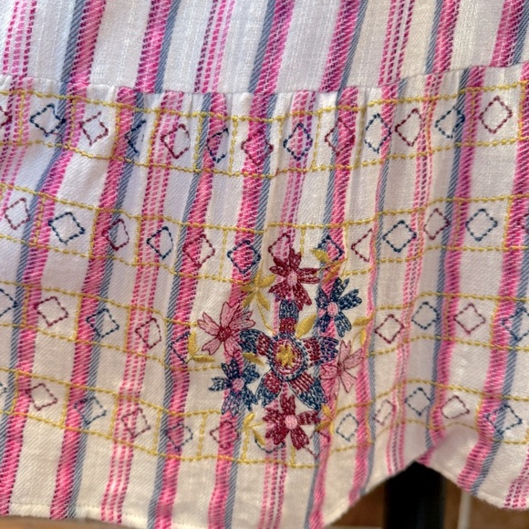 Sundance Veria Midi Tiered Pockets Striped Embroidered Sleeveless Boho Medium - Picture 7 of 9